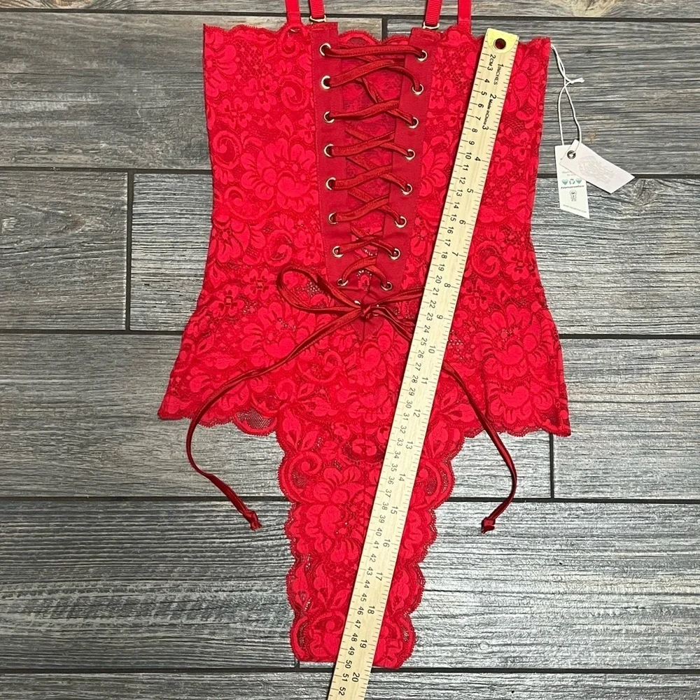 NWT $98 We Are HAH X Free People Spinster Reversible Bodysuit XS Siren Red Top
